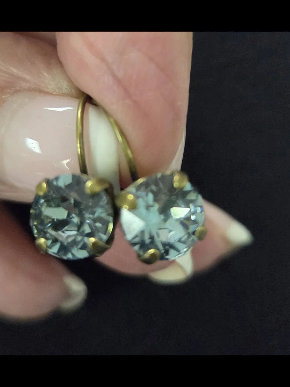 Round Aqua Crystal Drop Earrings - Unbranded